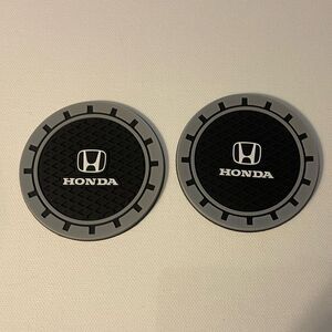 Honda Car Cup Coasters in Black with Logo Set of 2 NWT